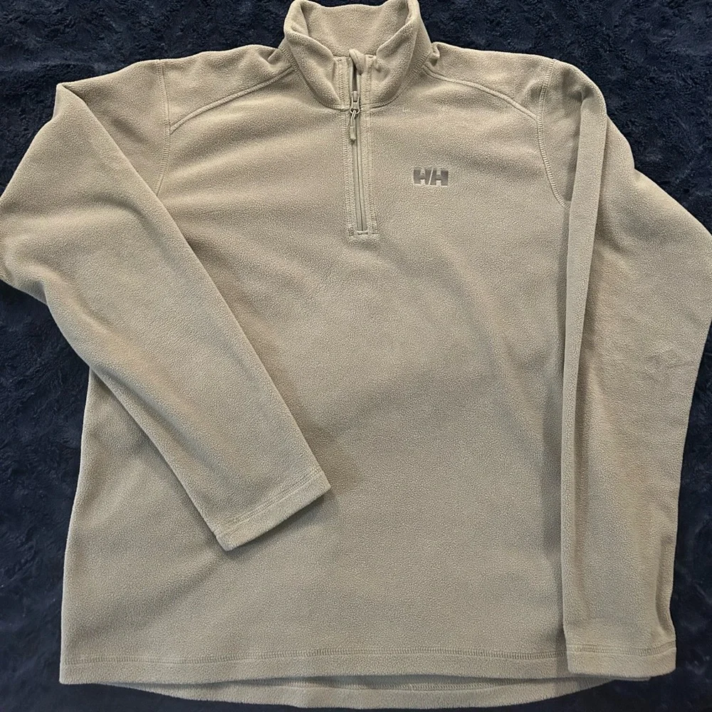 Helly Hansen Men's Polartec Fleece Olive Quarter Zip Sweater Large - Picture 2 of 6